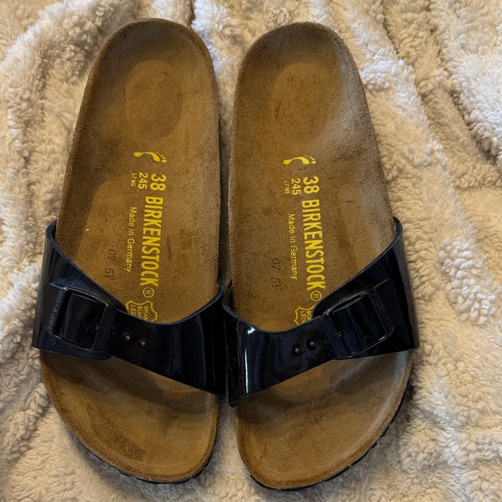 Birkenstock Shiny Black Sandals NEVER WORN